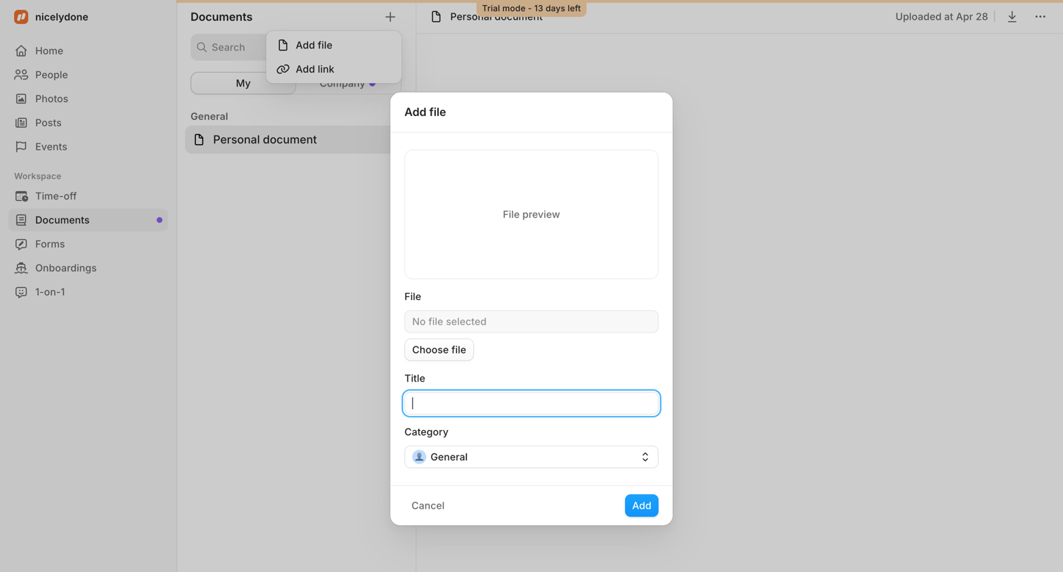 Aboard - Documents | Aboard screen