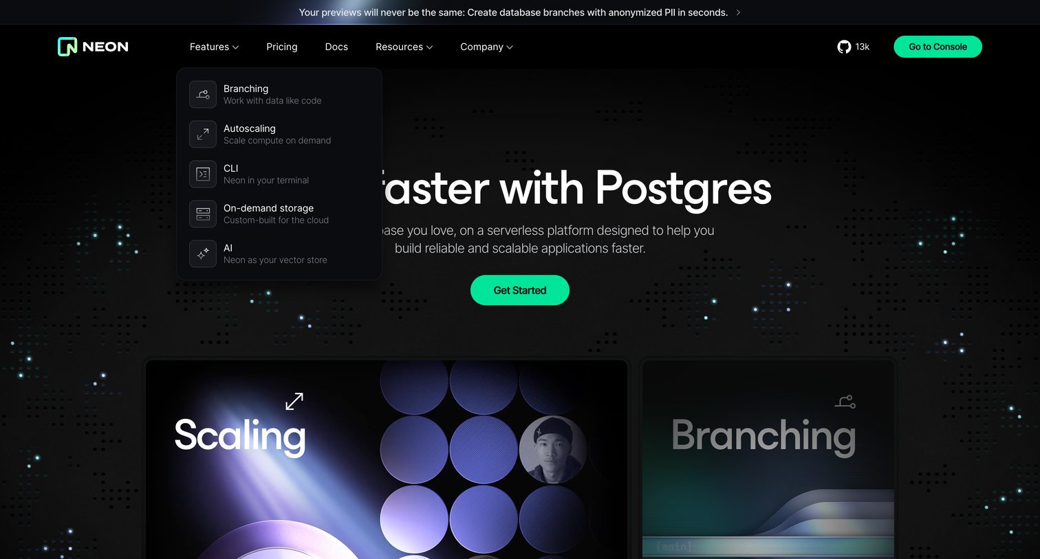 Neon - Neon Serverless Postgres — Ship faster screen