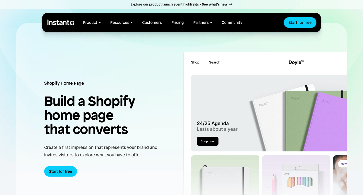 Instant - Create a high-converting Shopify home page | Instant screen