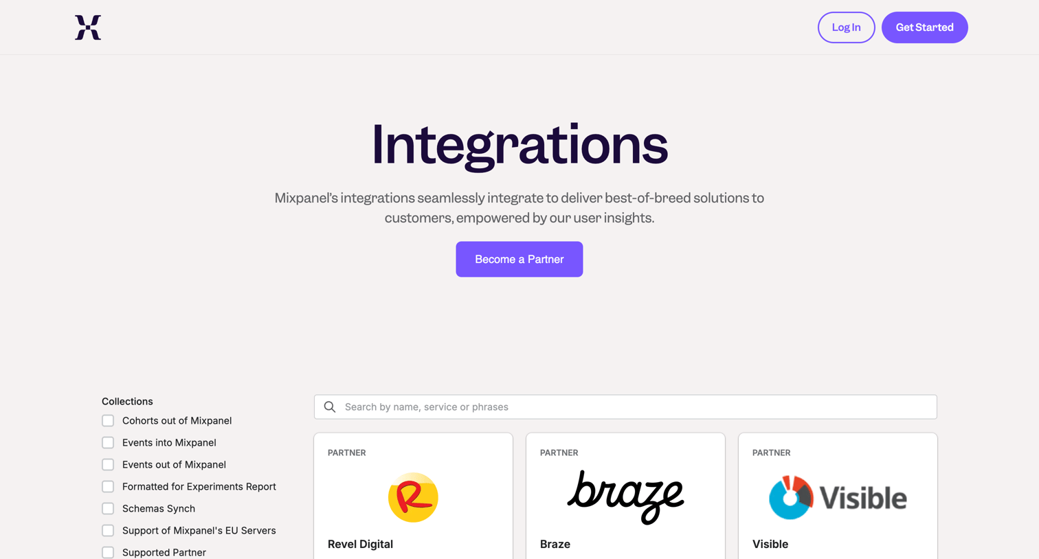 Mixpanel - Find the right Mixpanel Integration screen