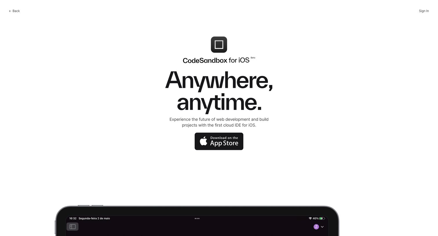 CodeSandbox - CodeSandbox for iOS Beta - The first Cloud IDE for iOS. screen