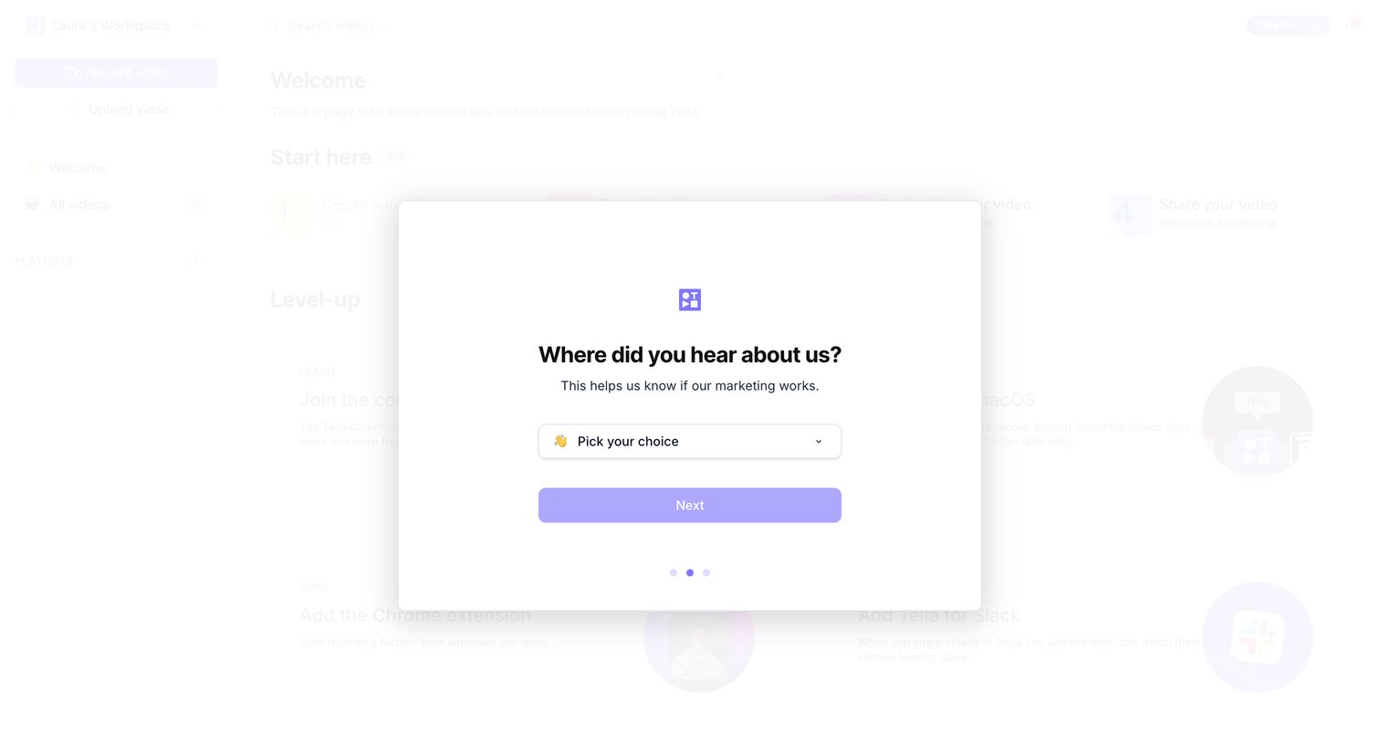 Tella - Tella — Video recording for work screen