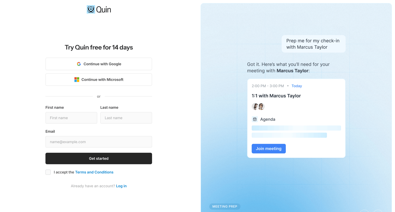 Quin - Try Quin free — Transform your notes into action | Quin screen