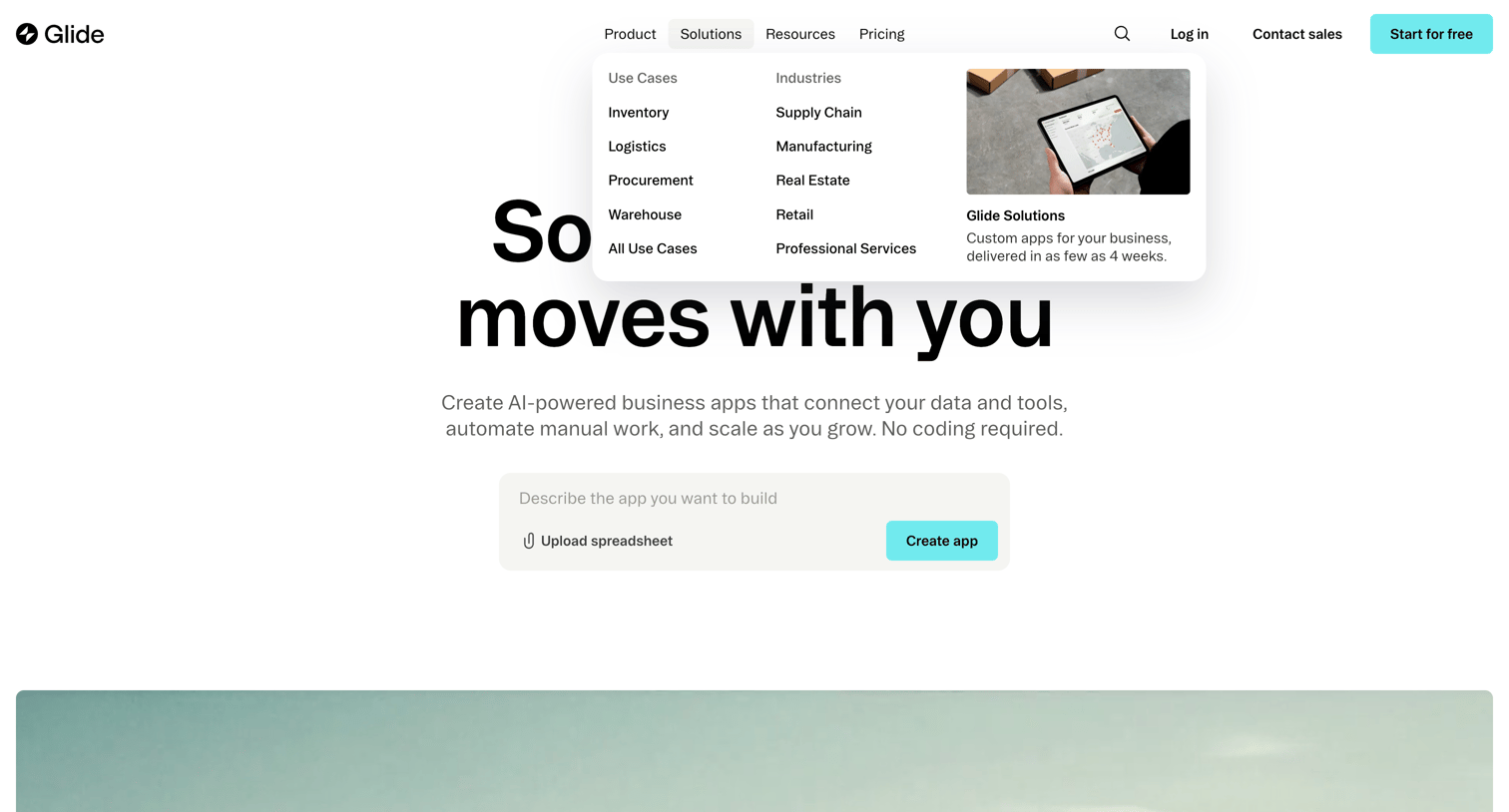 Glide - No Code App Builder Create Custom, AI-Powered Apps Glide screen
