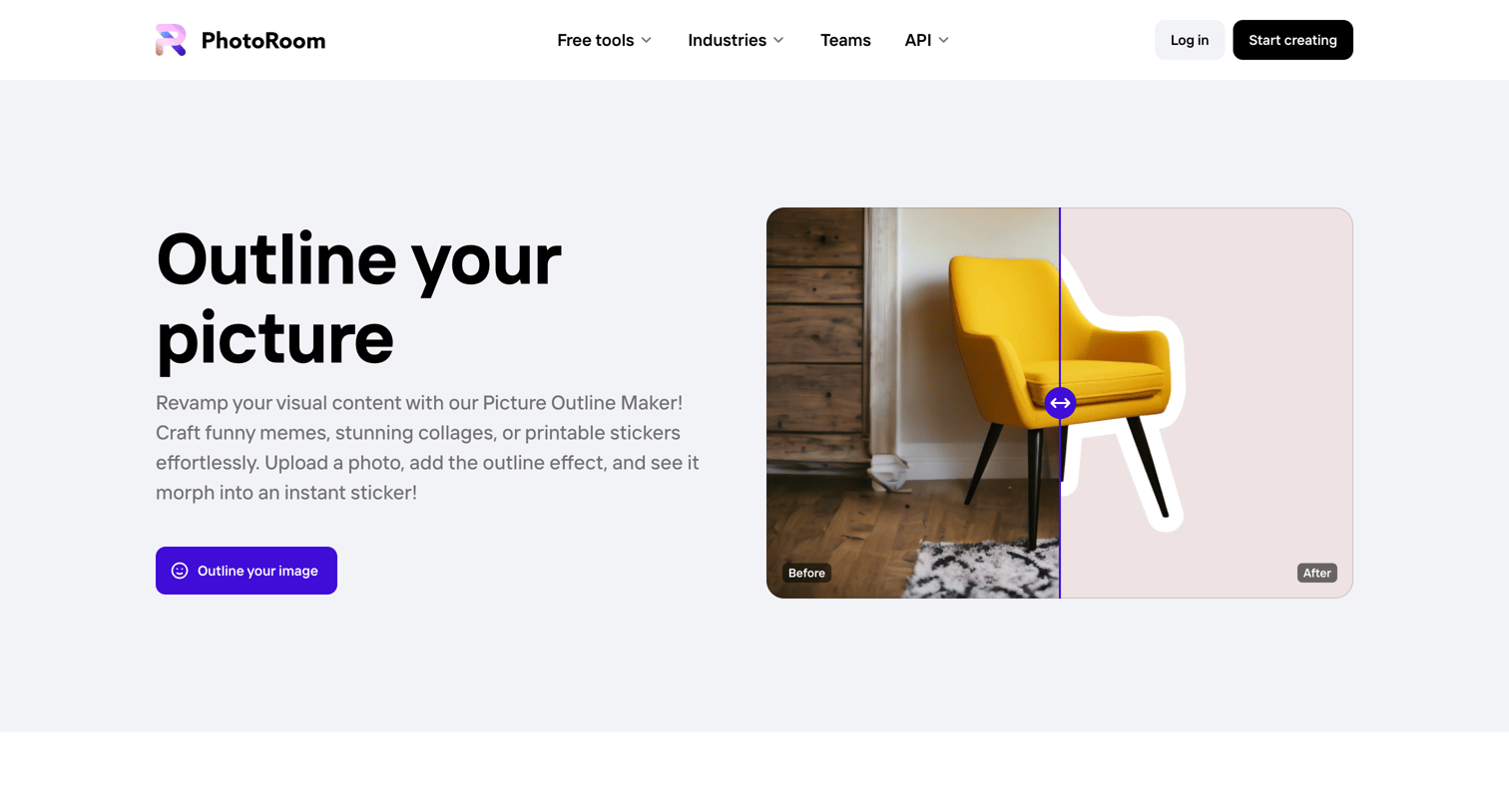 Photoroom - Outline your image for a special sketch effect | PhotoRoom screen