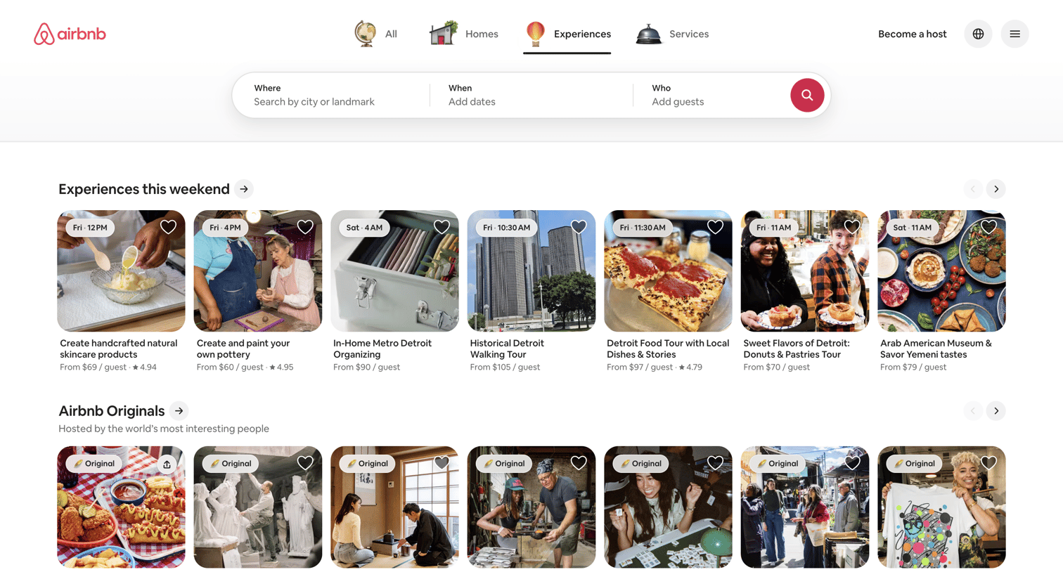 Airbnb - Airbnb Experiences - Find Things to Do Hosted by Locals screen