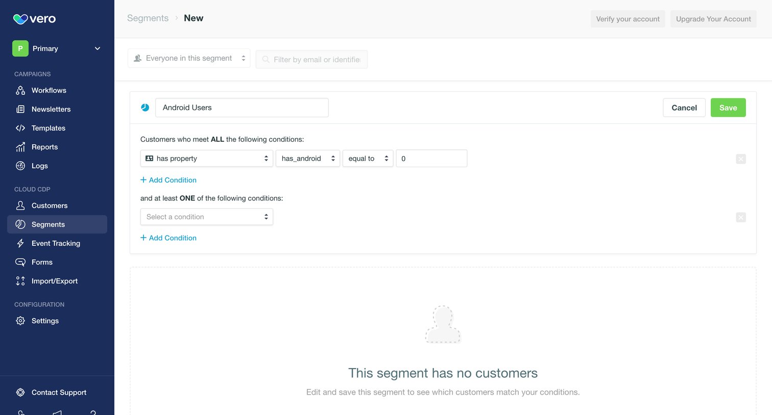 Vero - Segments | Vero screen