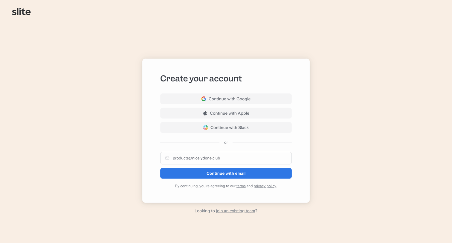 Slite - Get started | Slite screen