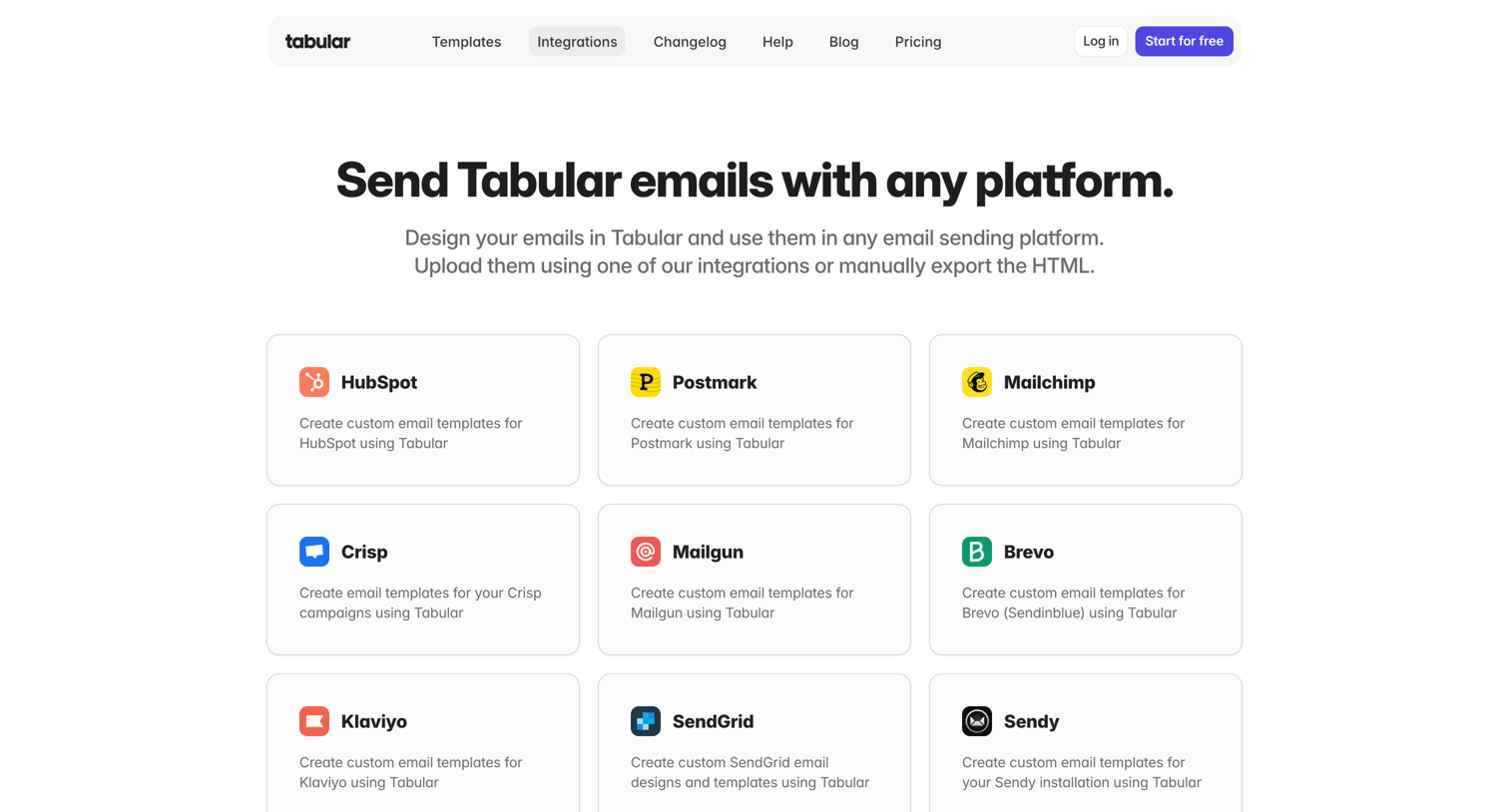 Tabular - Integrate Tabular with any email sending platform - Tabular screen