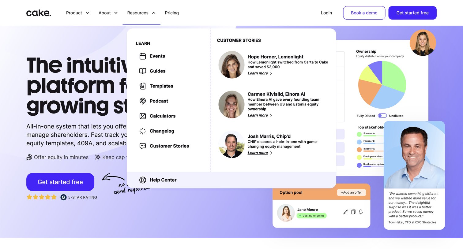 Cake - Cake Equity  Cap Table and Equity Management Software for Startups screen