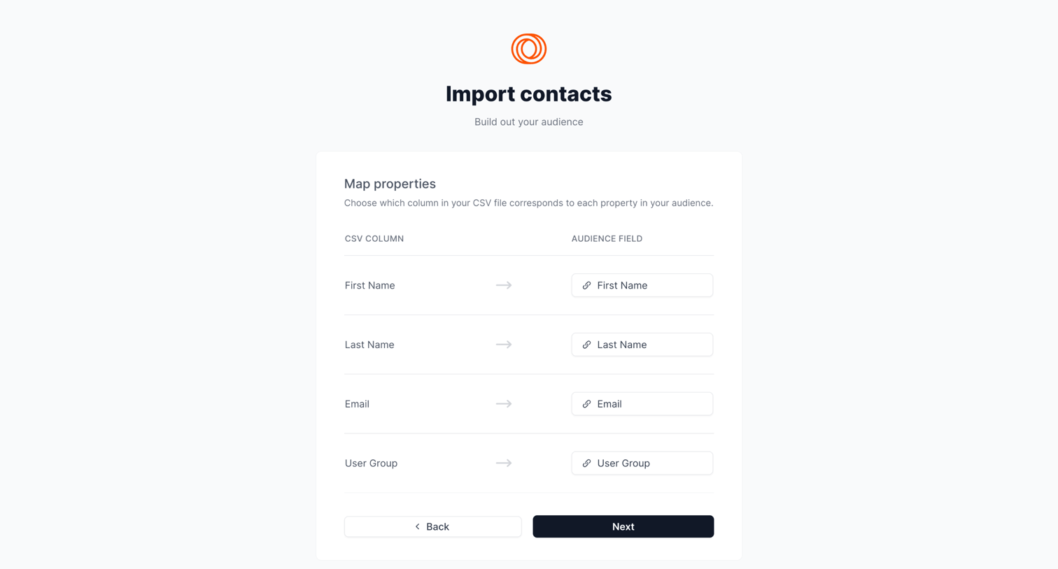 Loops - Import Contacts screen