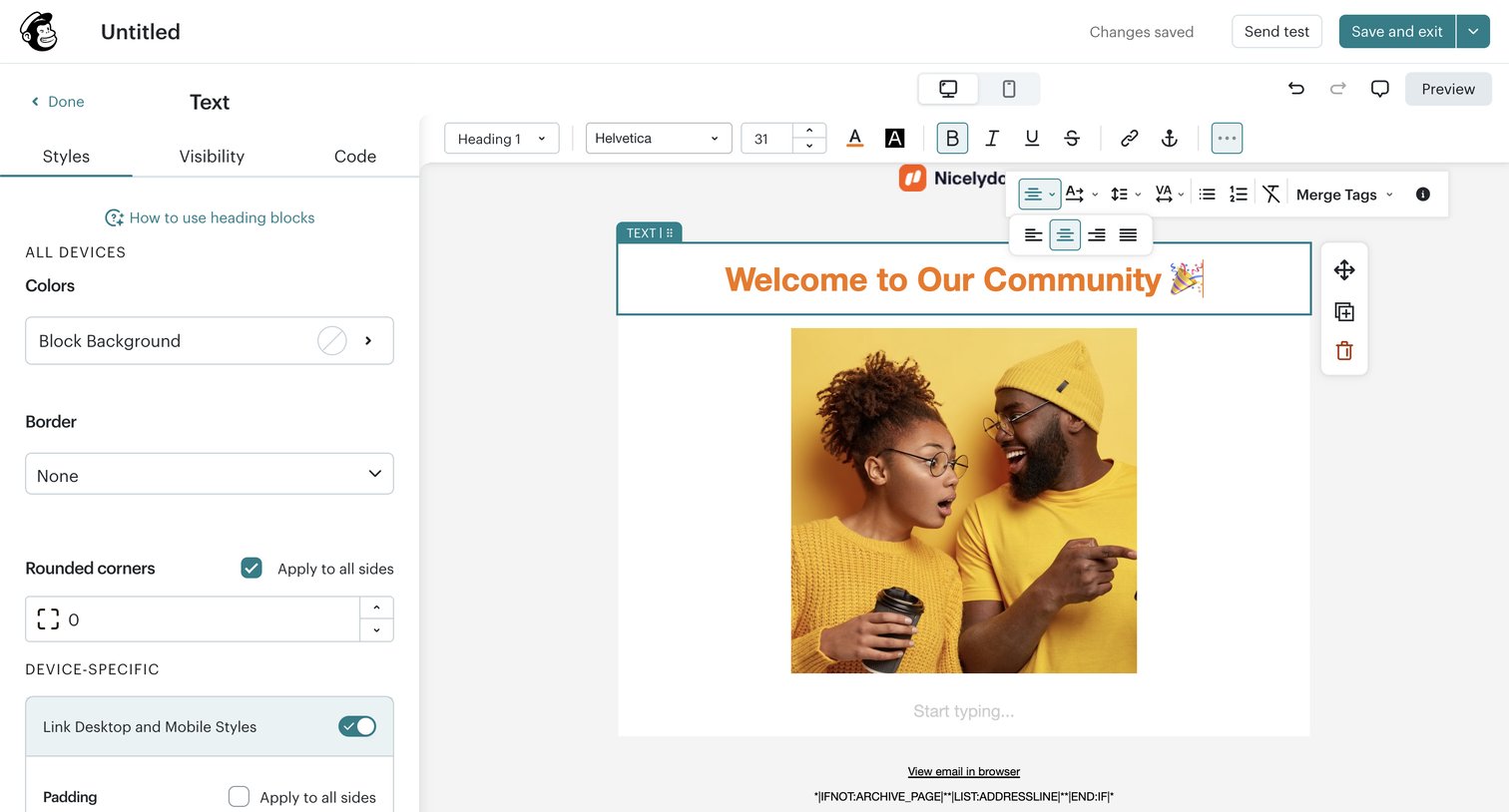 Mailchimp - Campaign Builder - Untitled | Mailchimp screen