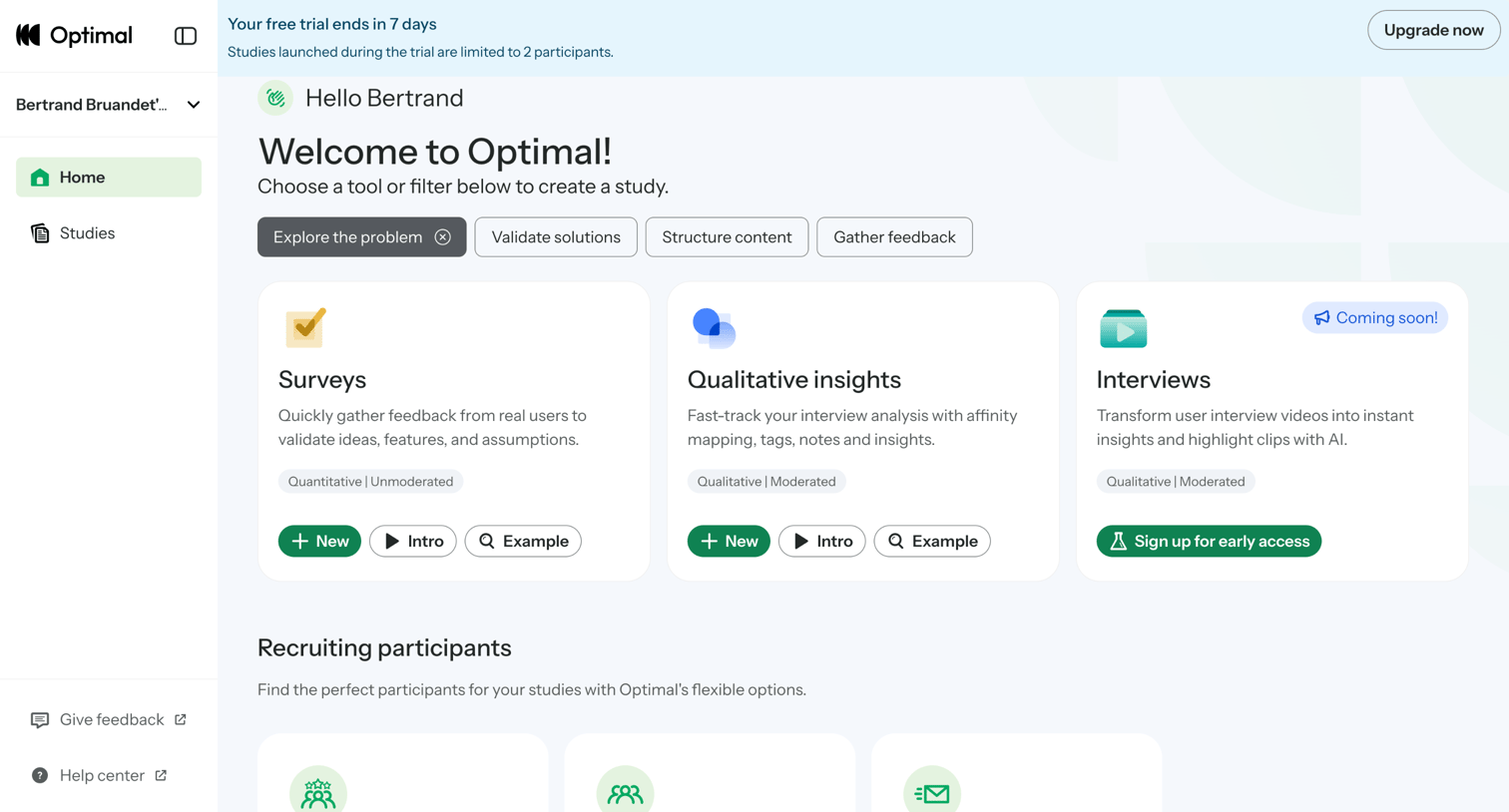 Optimal - Optimal Workshop screen