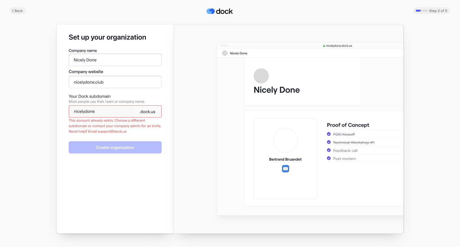 Dock - Register · Dock screen