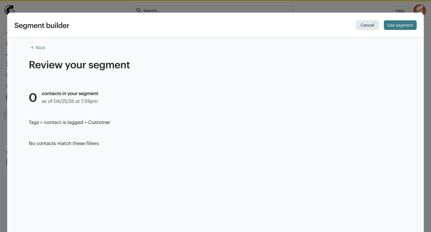 Mailchimp - Segments | Mailchimp screen