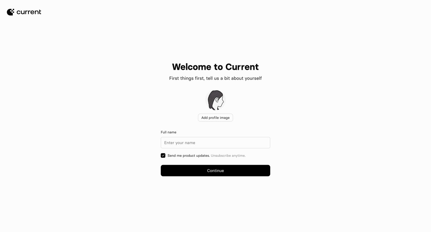 Current - Current — Register screen