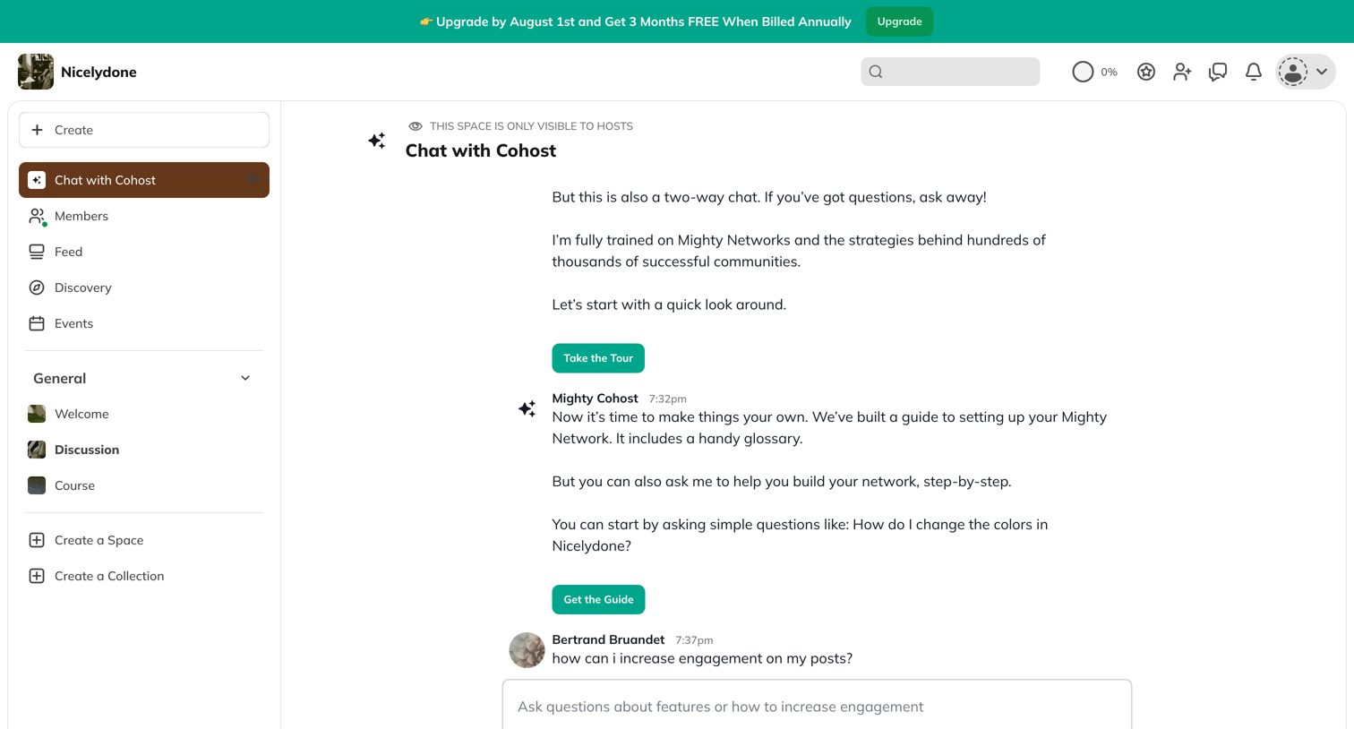 Mighty - Chat with Cohost screen
