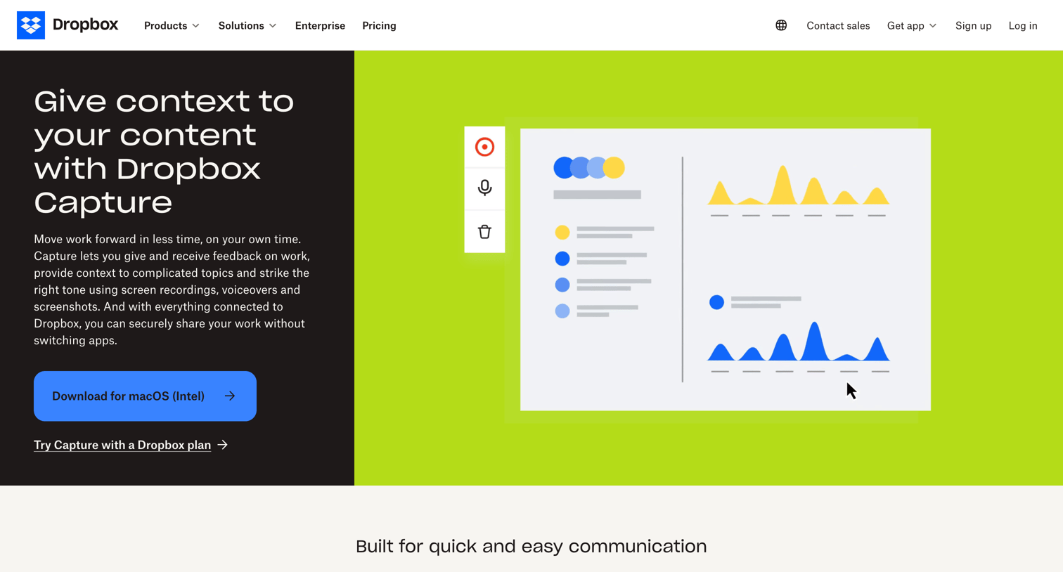 Dropbox - Say more, meet less with Dropbox Capture screen