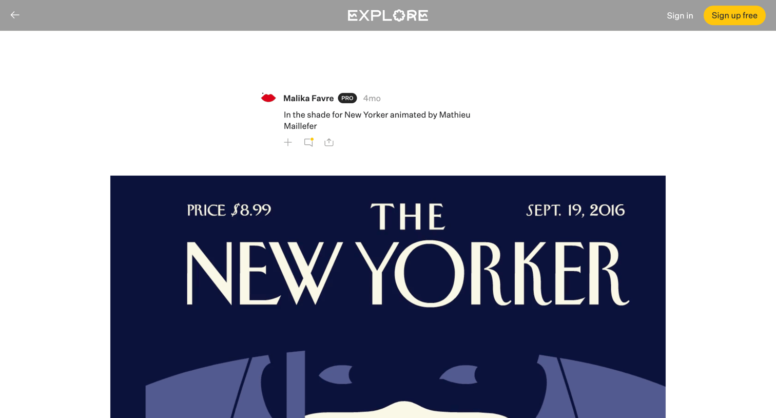 Explore - Malika Favre - Explore screen