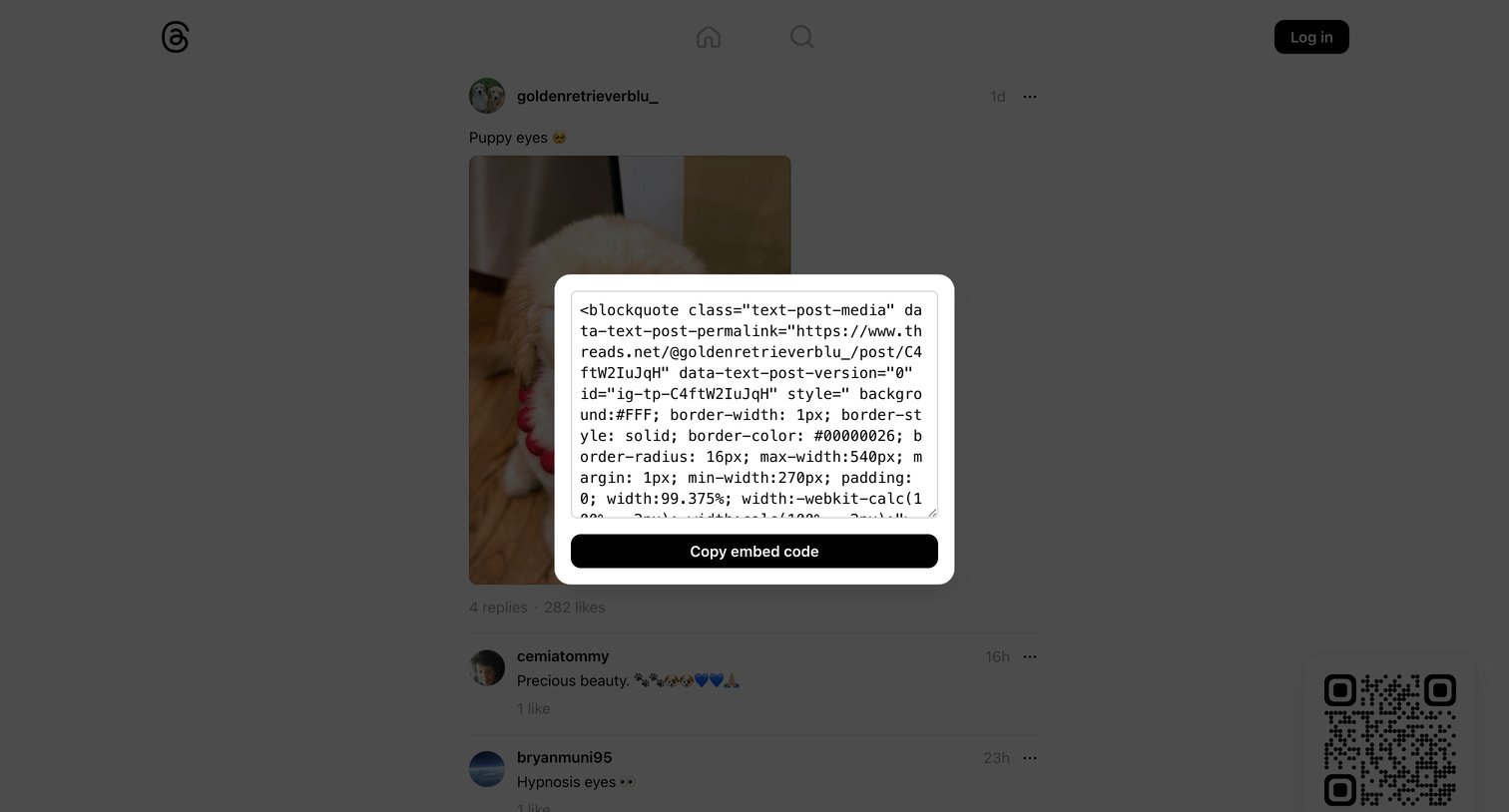 Threads - @goldenretrieverblu_ • Puppy eyes | • Threads screen