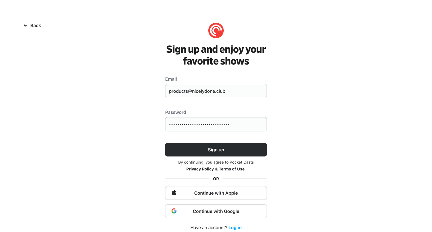 Log in - Pocket Casts from Pocket Casts