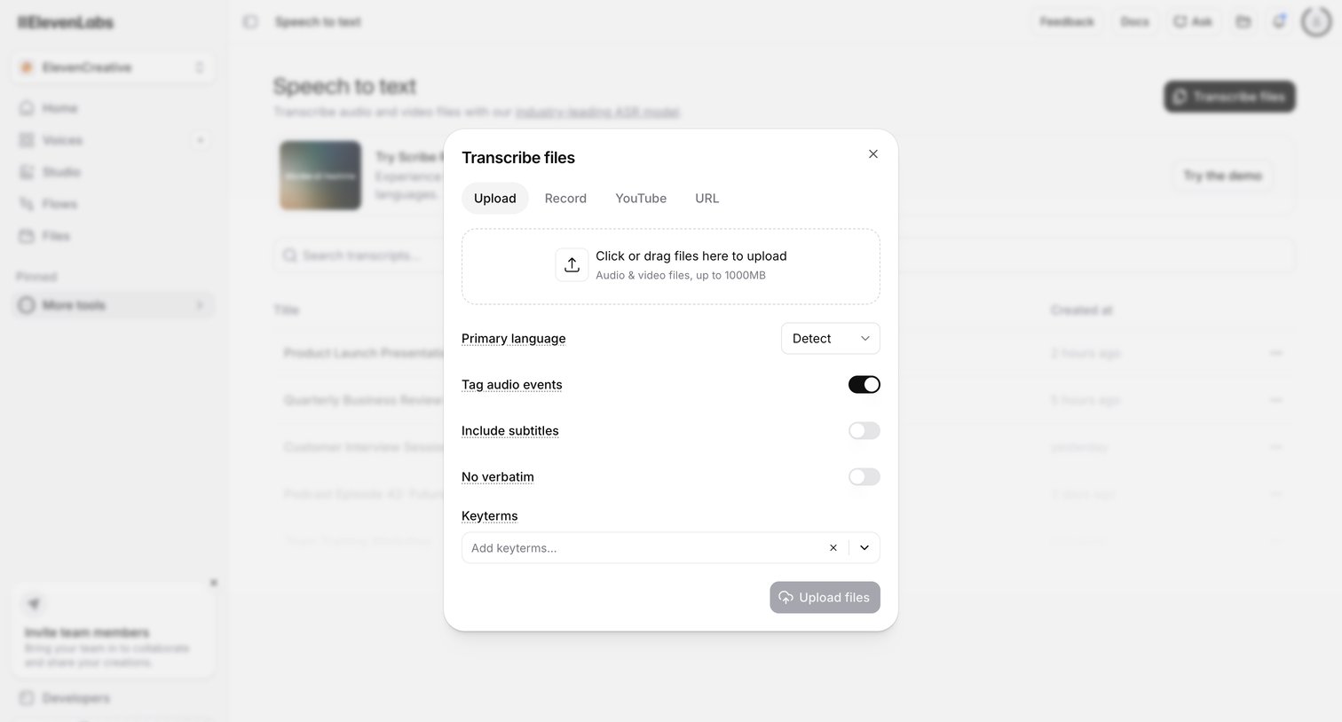 Speech to text | ElevenLabs from Elevenlabs