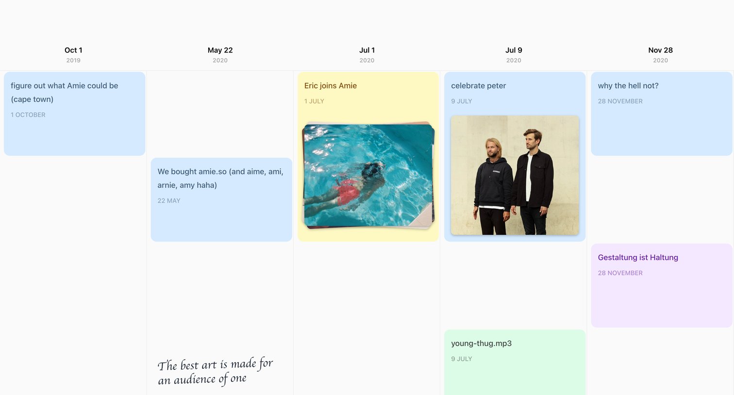 Amie - Amie - Calendar screen