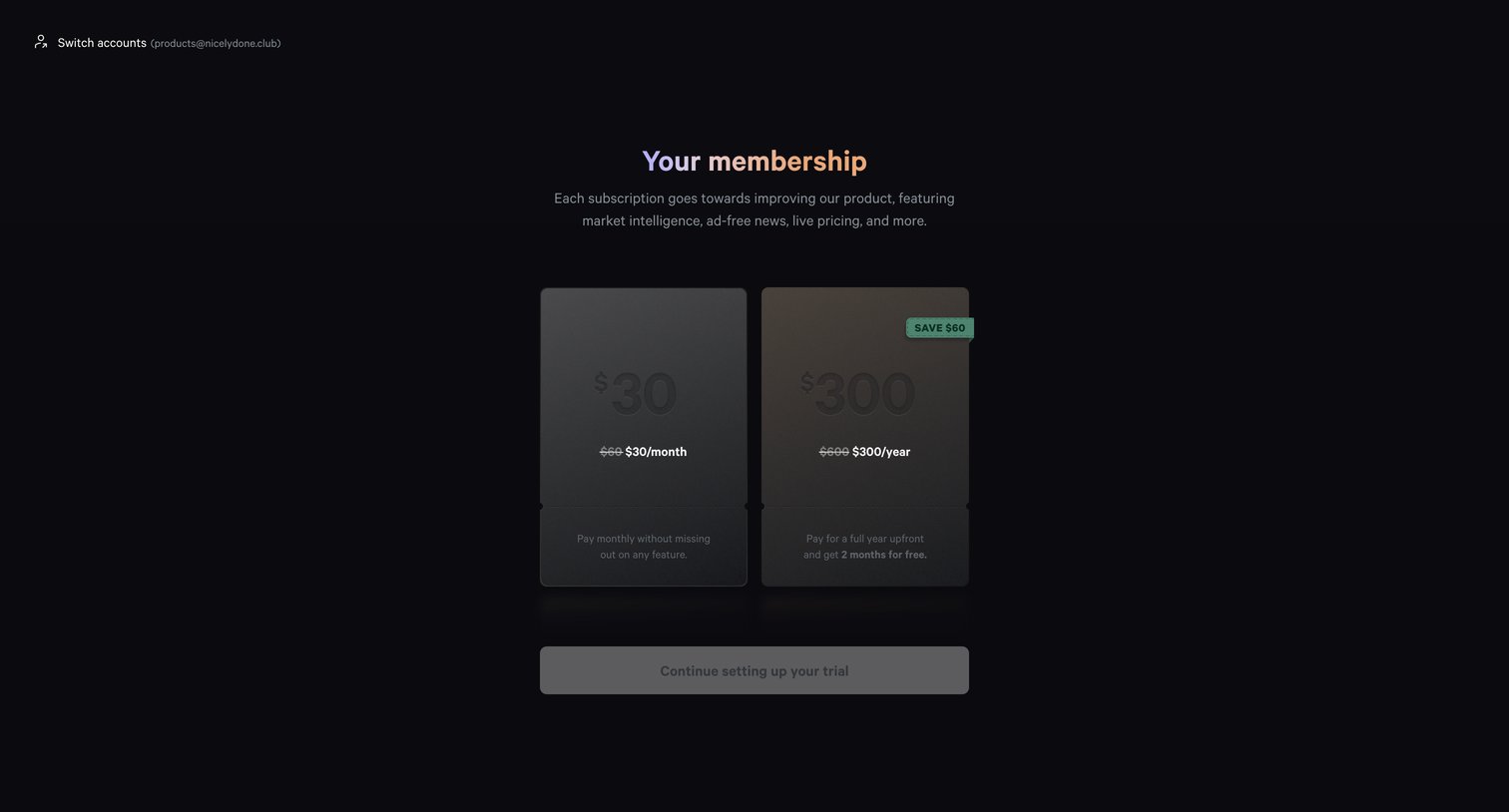 Fey - Onboarding | Plan screen