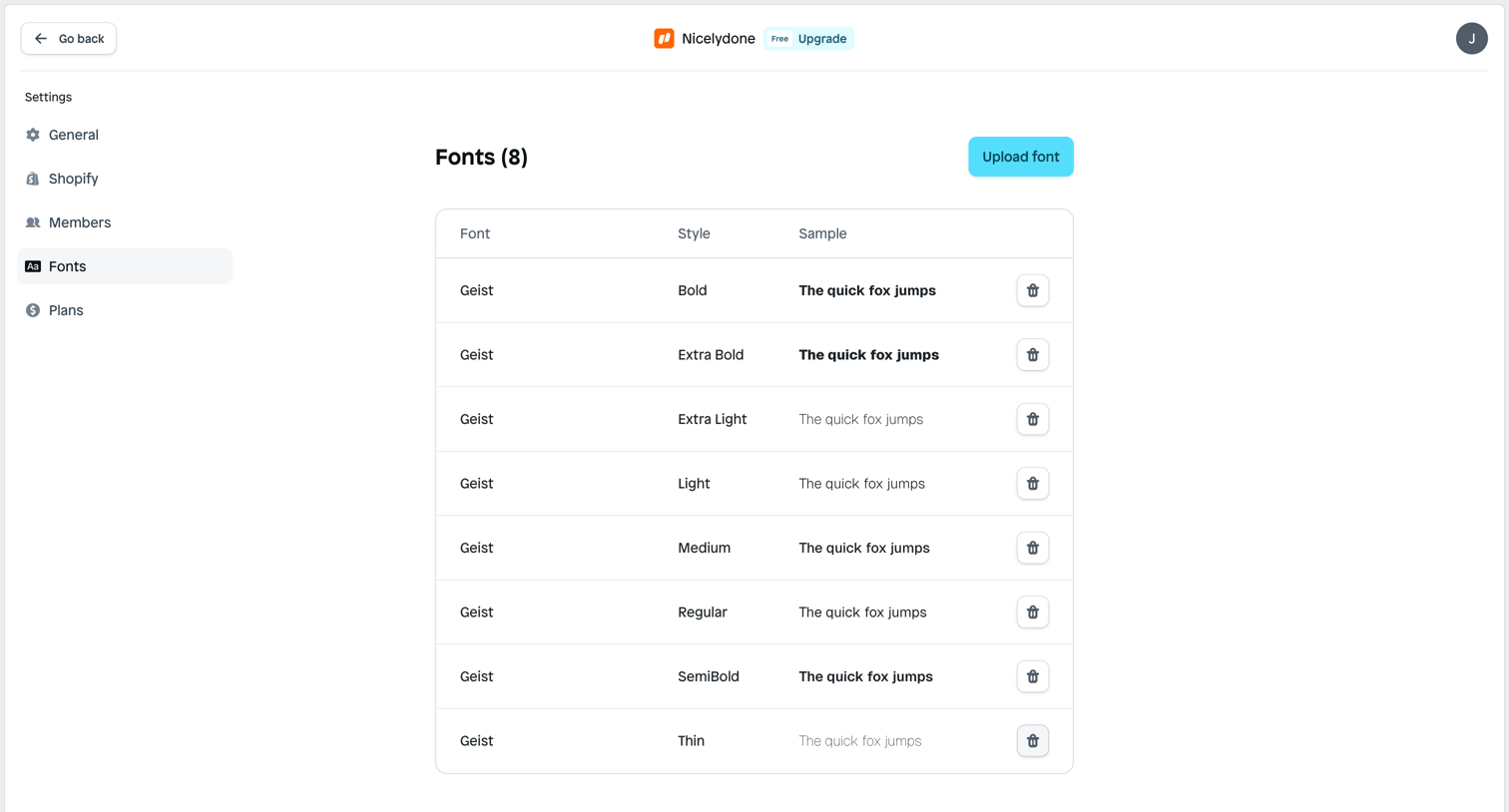 Instant - Fonts | Nicelydone screen