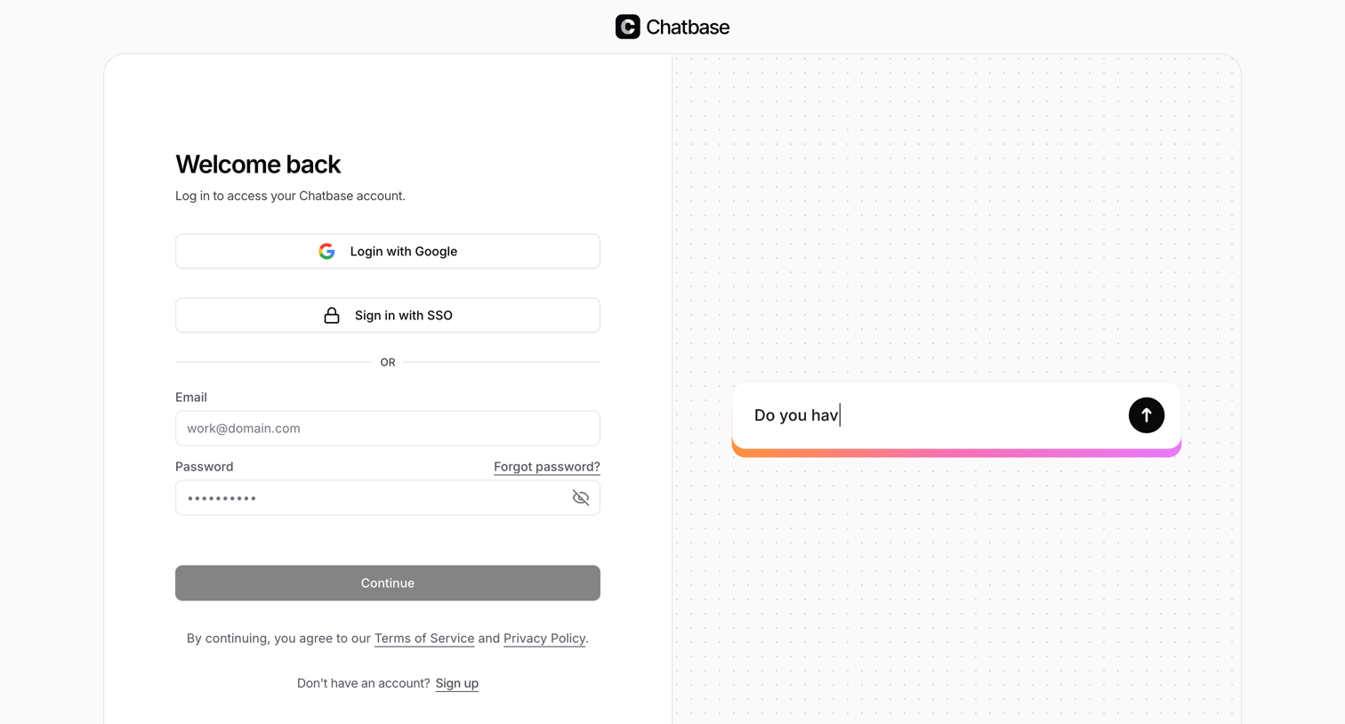 Chatbase - Sign In - Chatbase screen