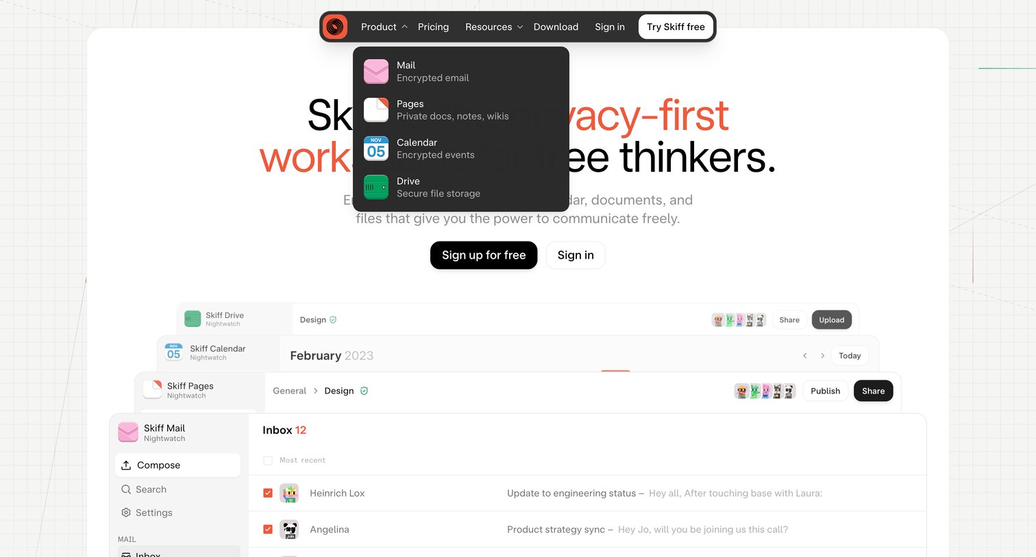Skiff - Skiff - Private, encrypted, and Web3 email screen