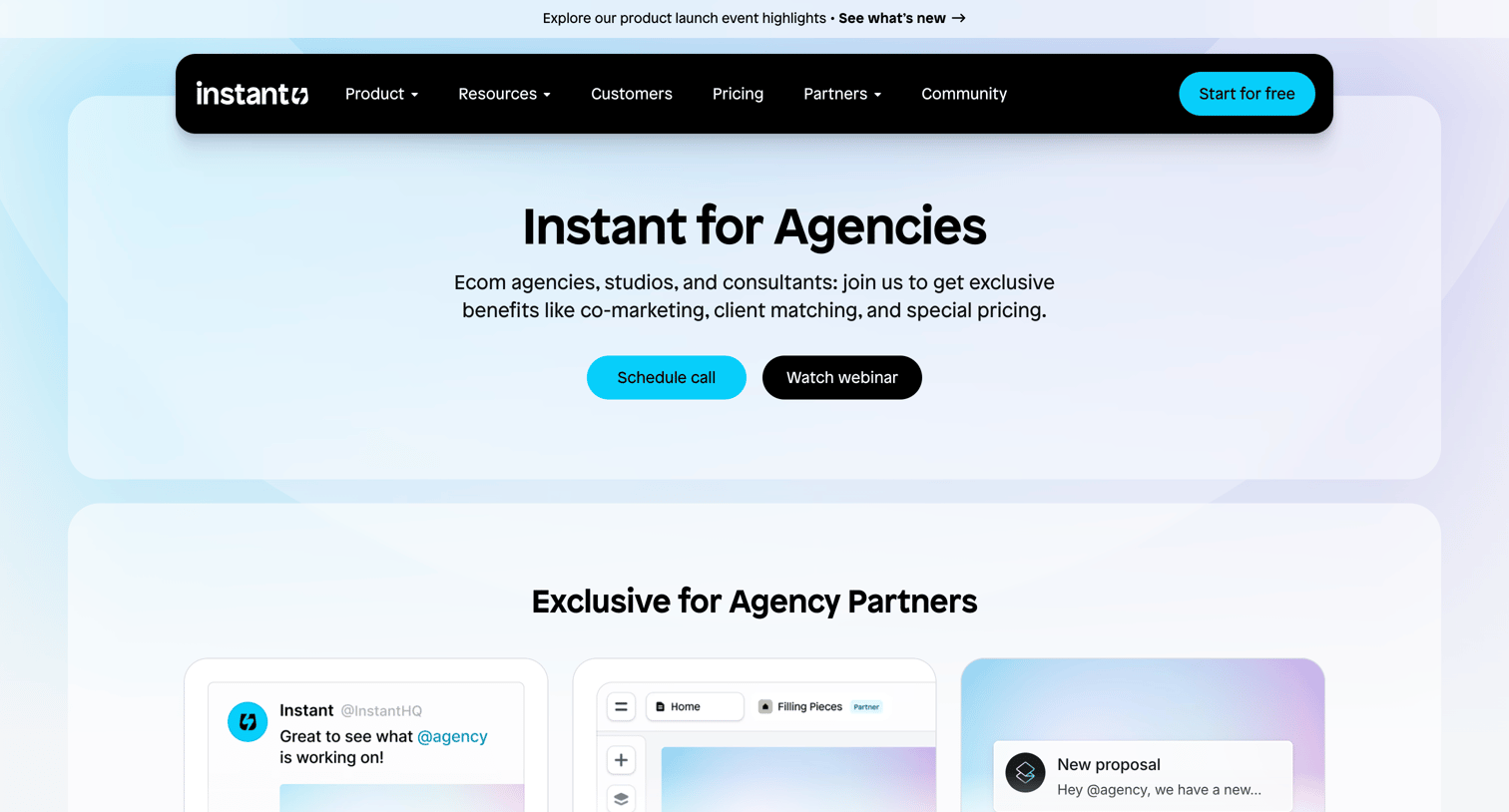 Instant - Become an Agency Partner | Instant screen