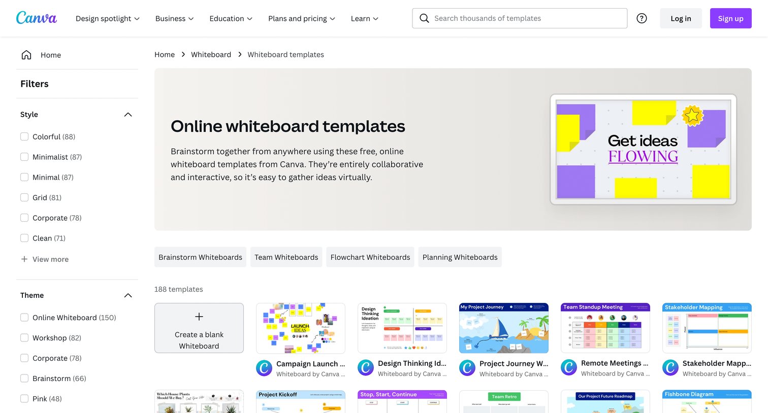 Canva - Free, interactive and collaborative online whiteboard | Canva screen