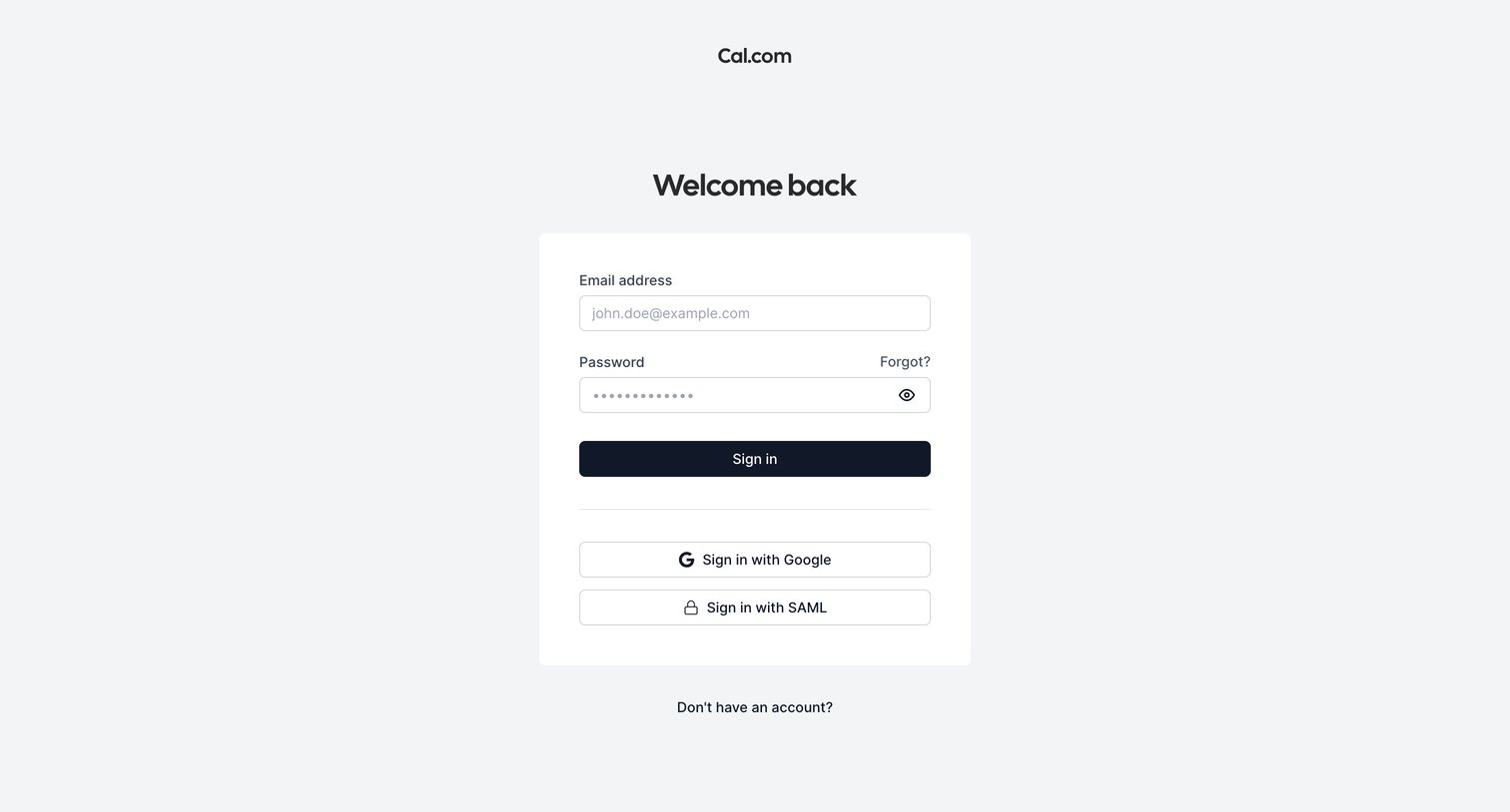 Cal.com - Login | Cal.com screen