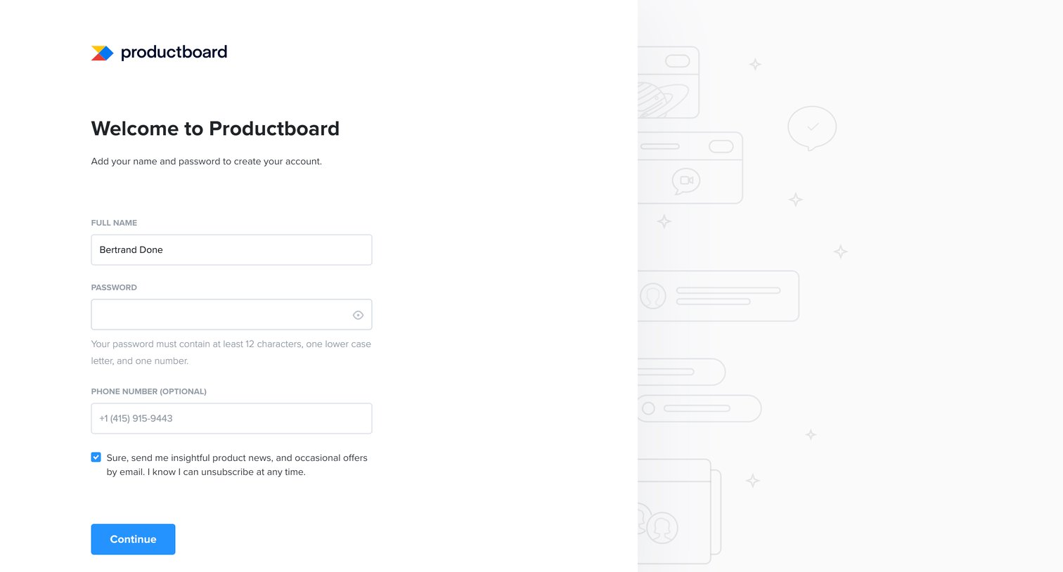 Productboard - Productboard – Welcome screen