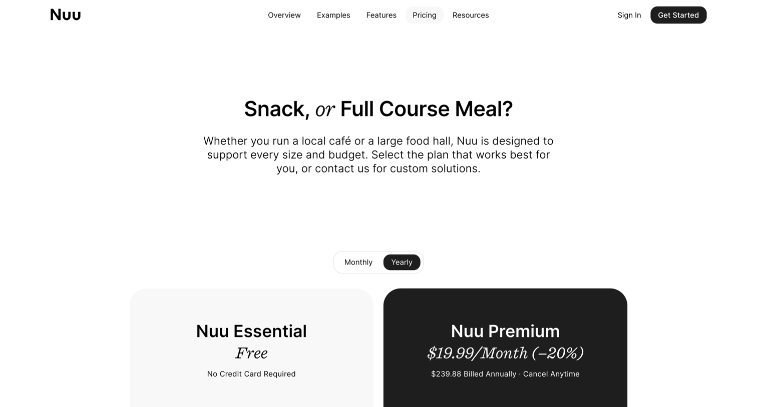 Nuu - Nuu · Pricing screen