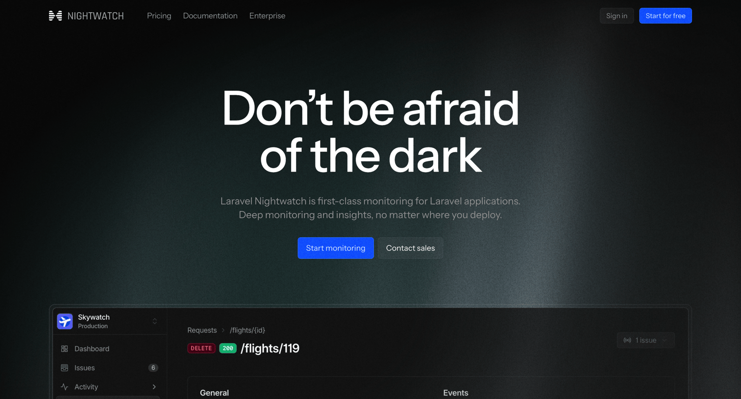 Nightwatch - Laravel Nightwatch screen