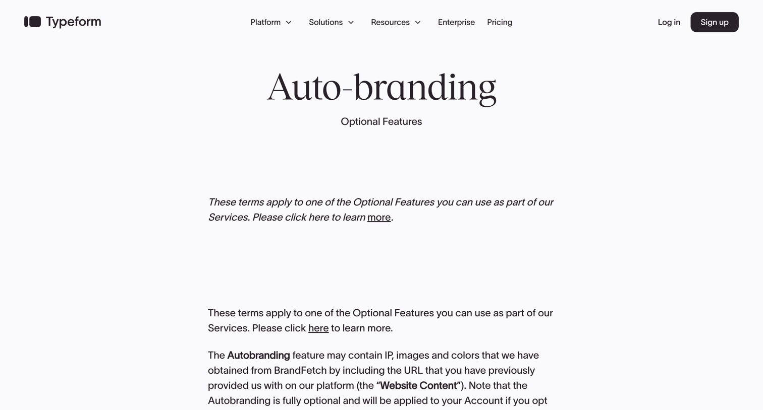 Typeform - Auto-branding screen
