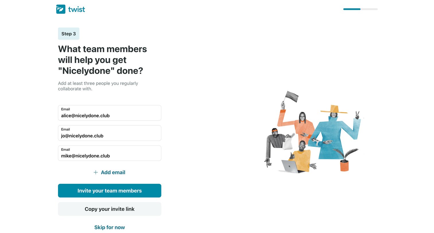 Twist - What team members will help you get done | Twist screen