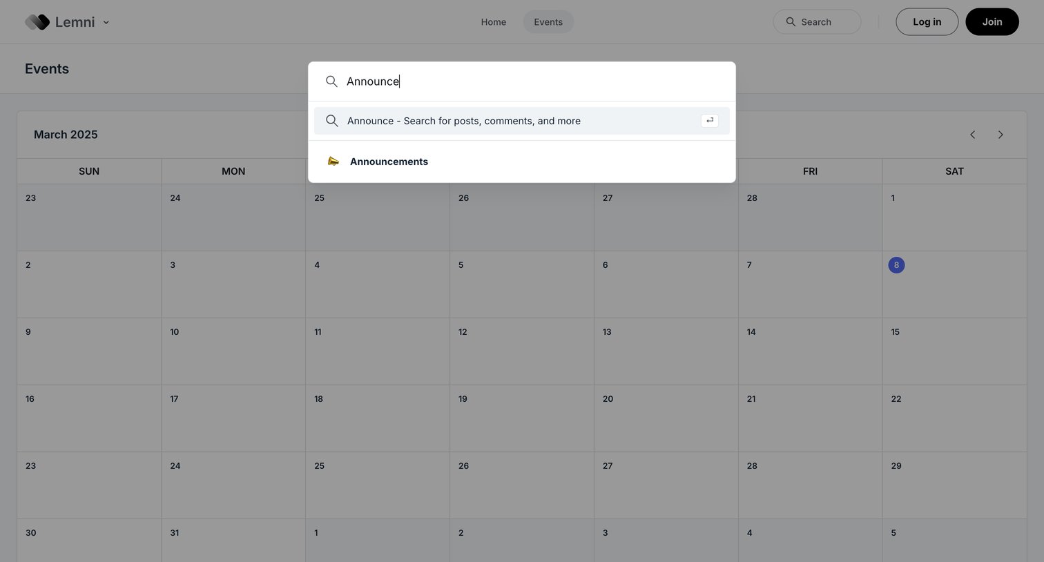 Lemni - Events | Lemni screen