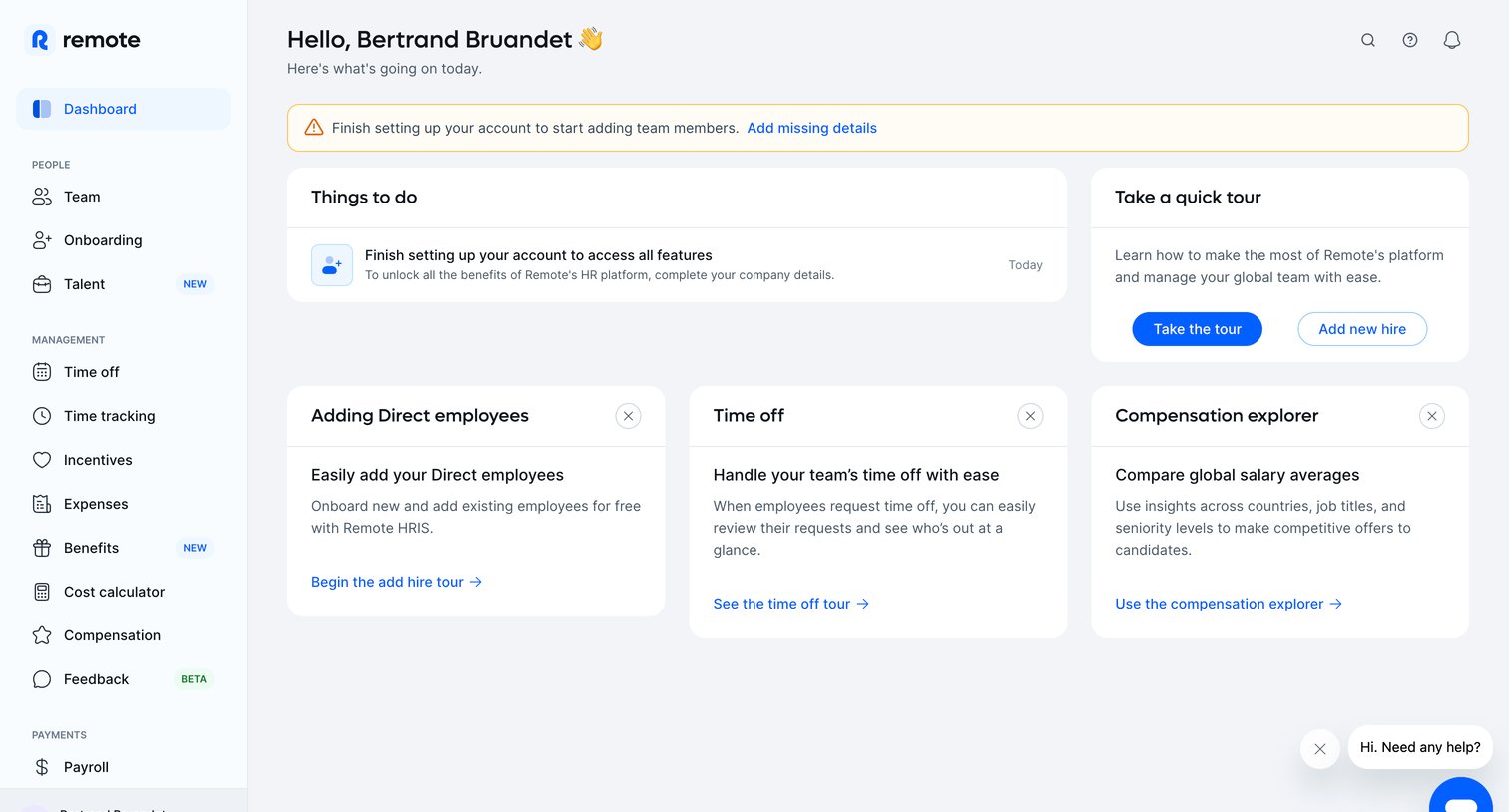 Remote - Dashboard | Remote screen