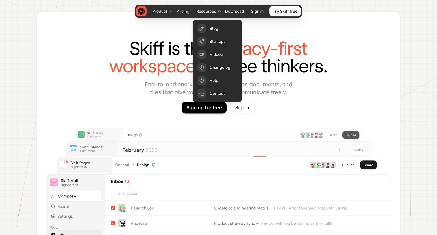 Skiff - Skiff - Private, encrypted, and Web3 email screen