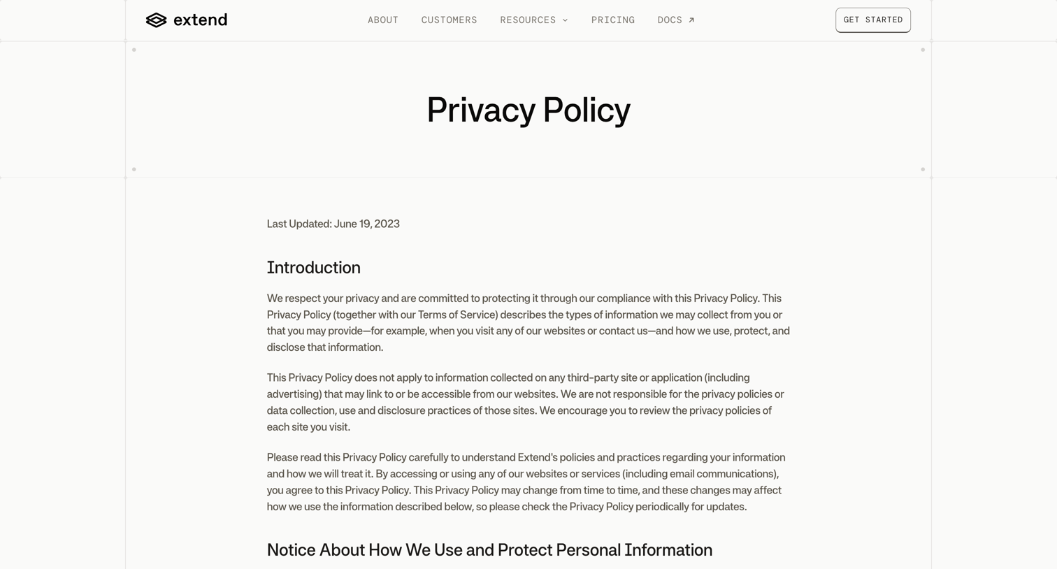 Extend - Privacy Policy | Extend screen