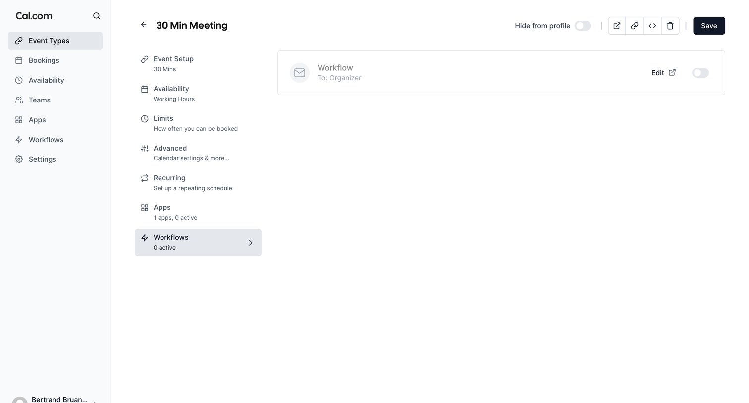 Cal.com - 30 Min Meeting | Event Type  Cal.com screen