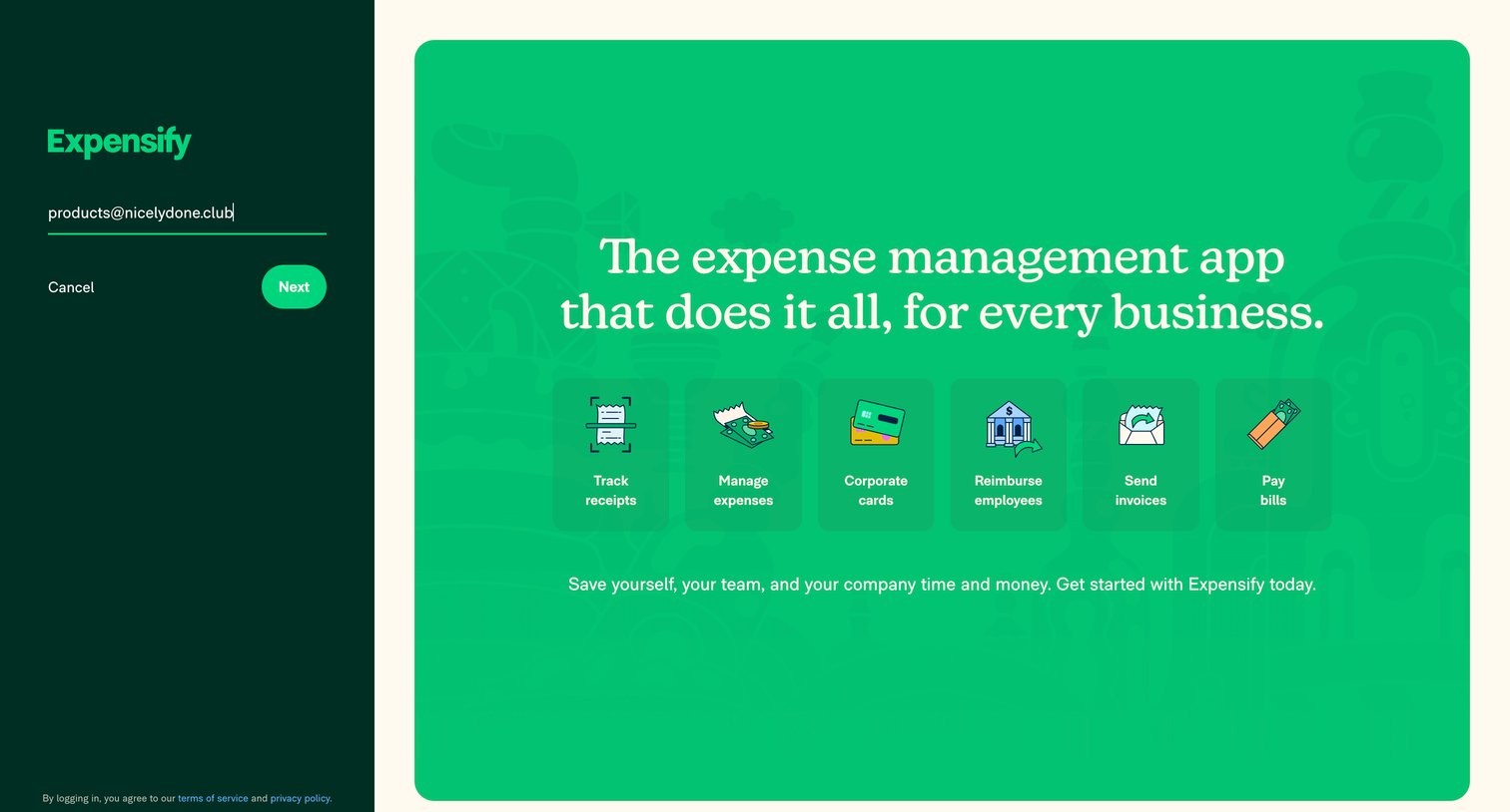 Expensify - Expensify | Spend Management Software for Receipts  Expenses screen