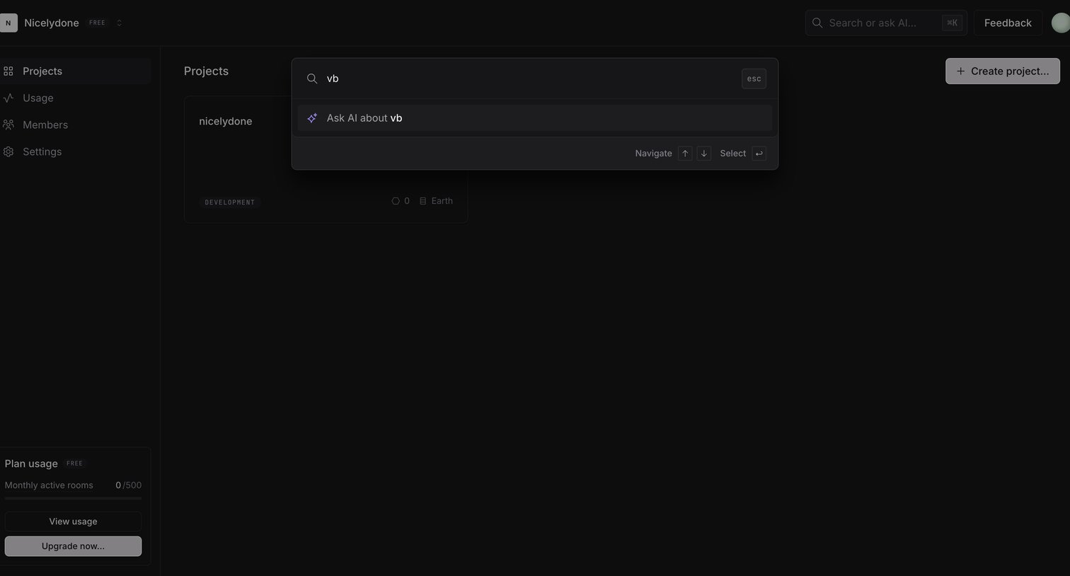 Liveblocks - Nicelydone | Overview screen