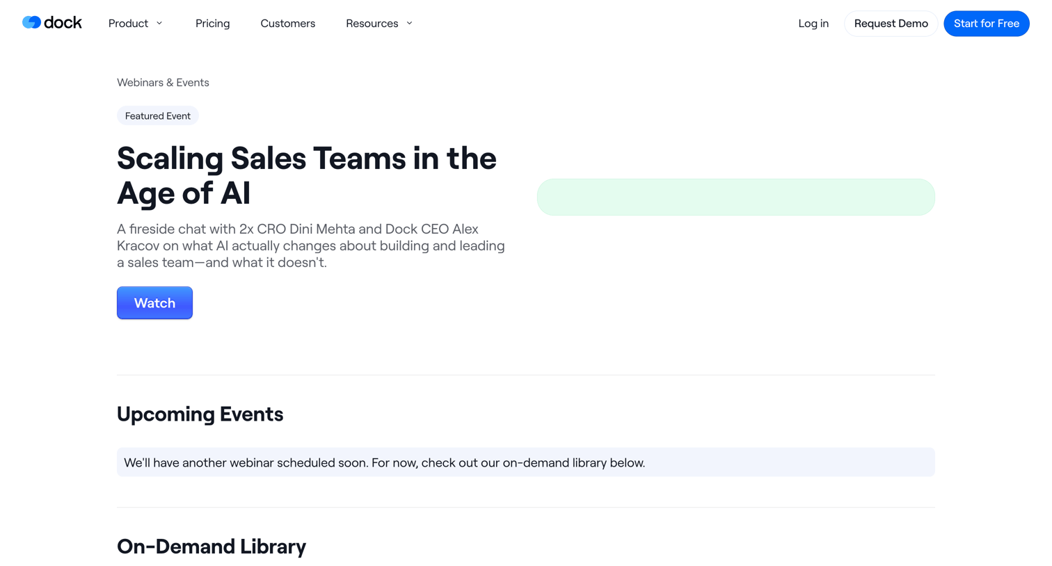 Dock - Dock Events | Live Webinars & Event Replays screen