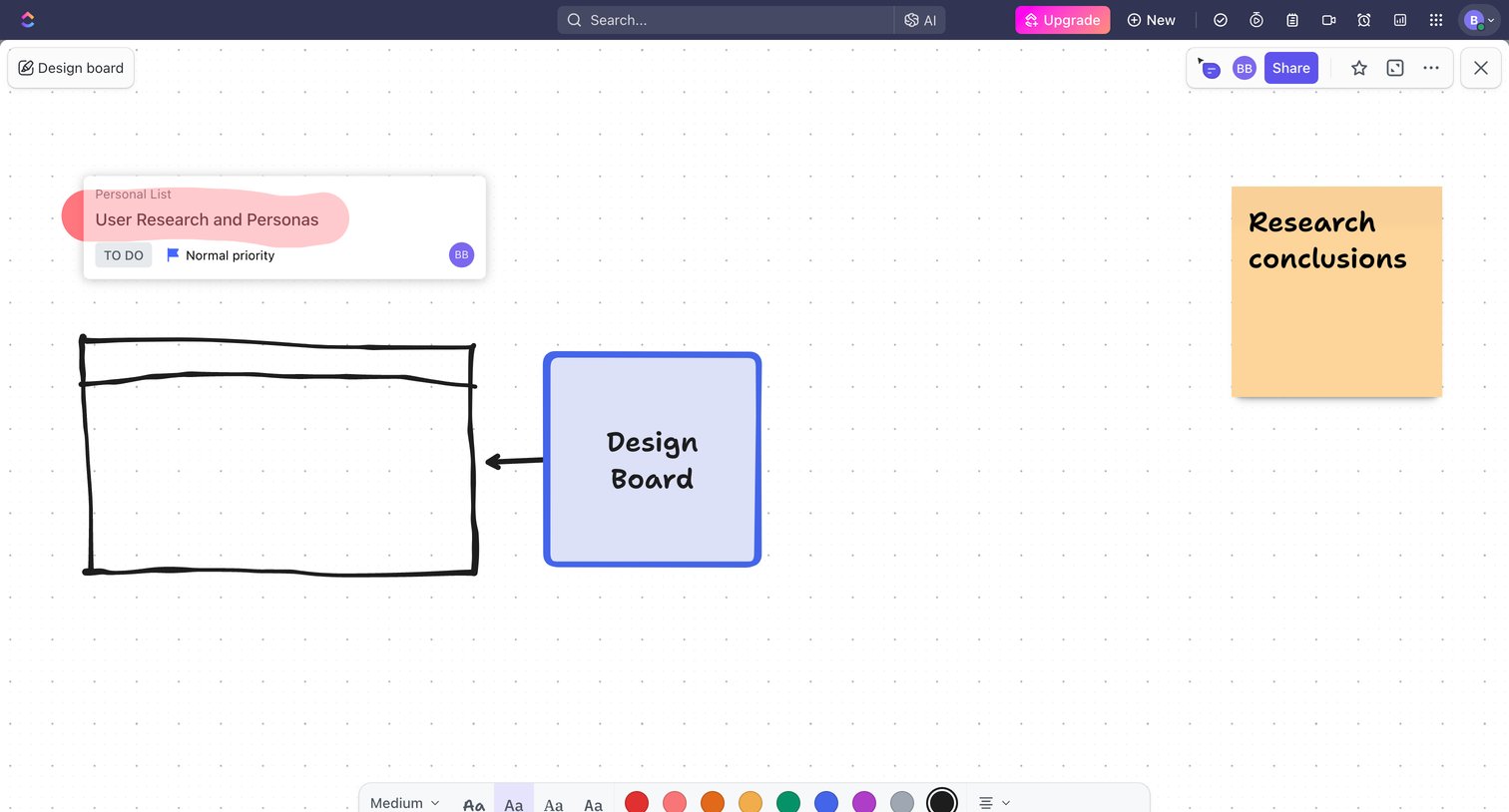 ClickUp - Whiteboards | Nicelydone Workspace 01 screen