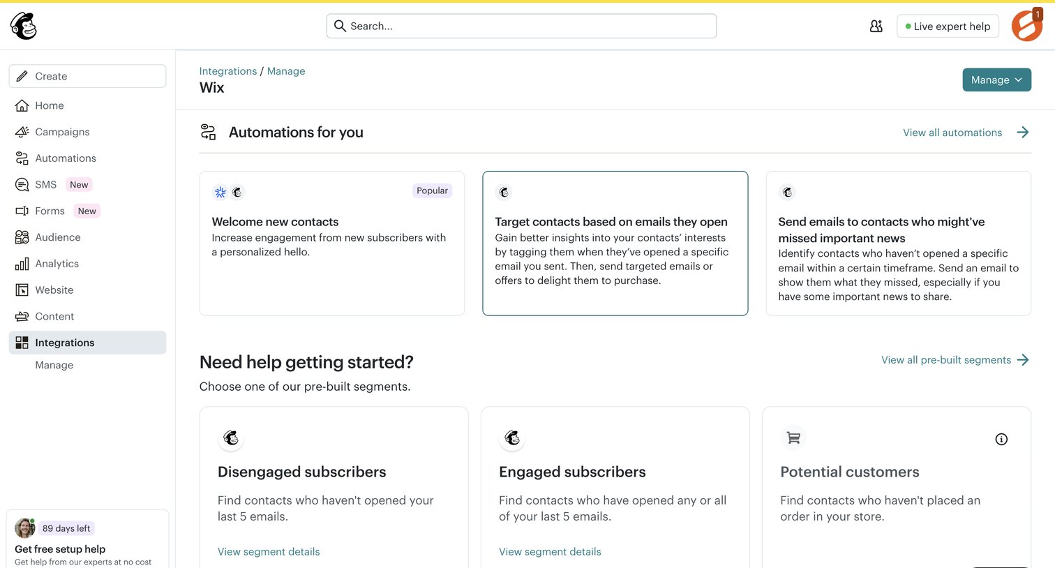 Mailchimp - Wix | Mailchimp screen