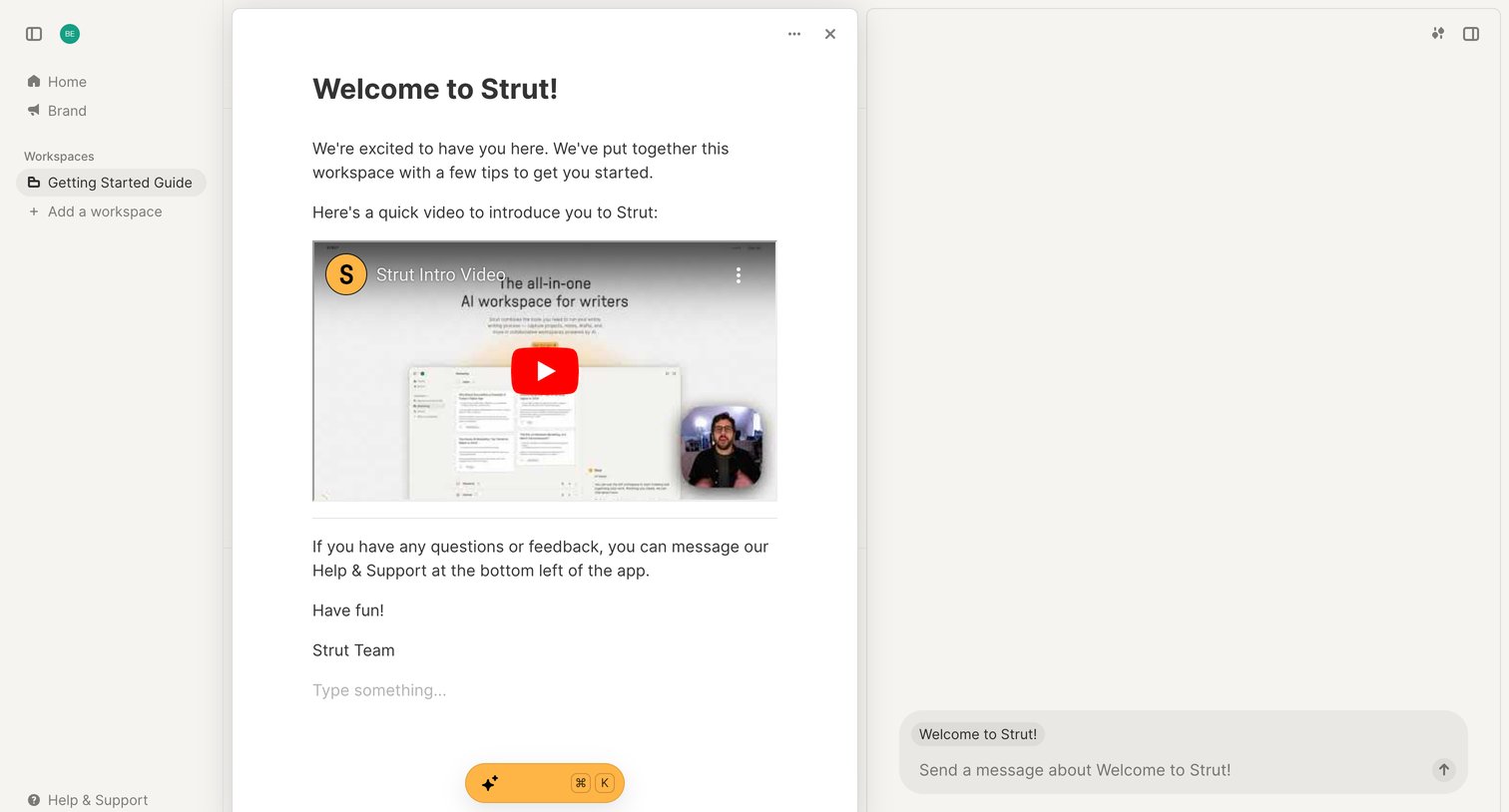 Strut - Strut - Getting Started Guide screen